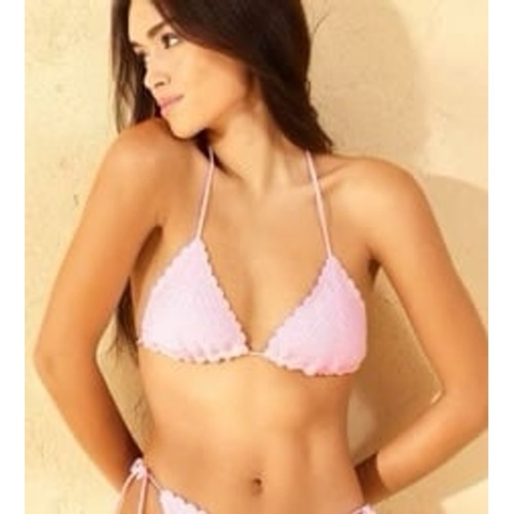 NEW Wild Fable Light Pink Crochet Knit Medium Coverageβ Triangle Bikini Top, L